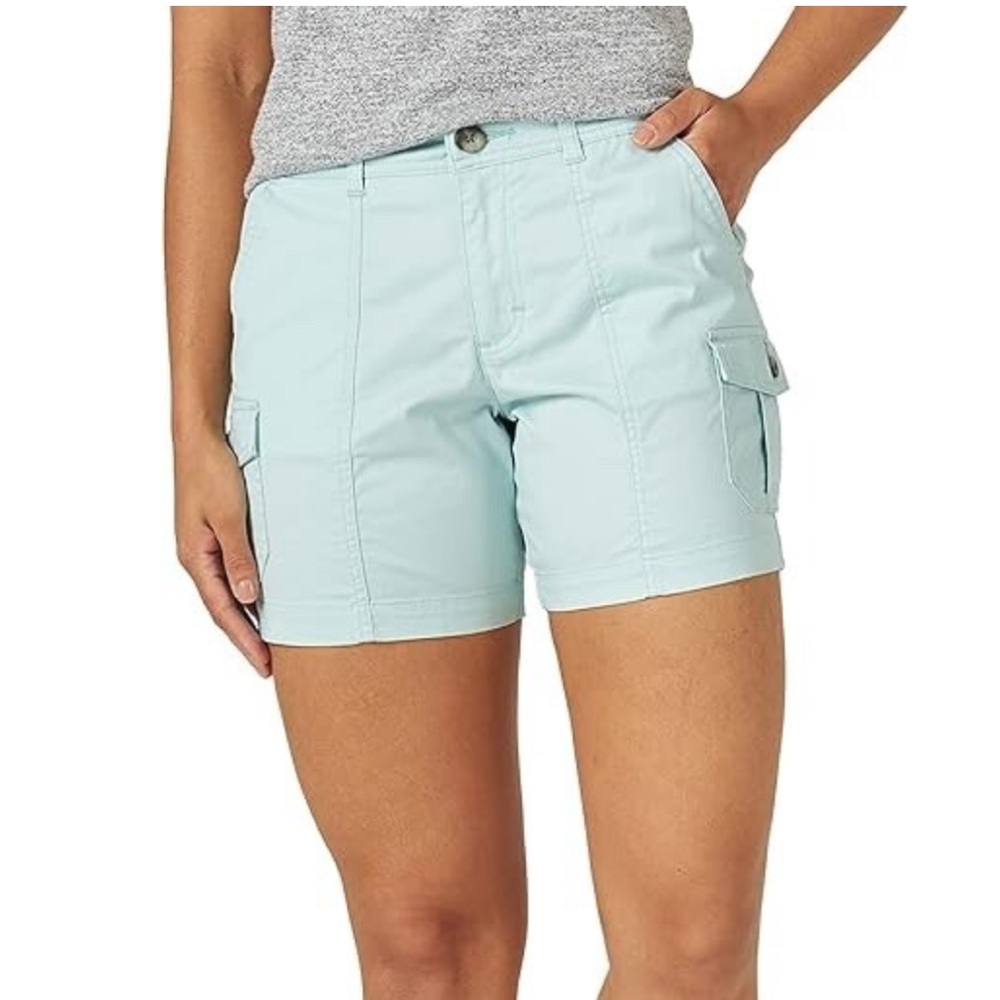 Lee Flex-to-go Mid-rise Seamed Cargo Shorts Sea Green